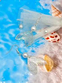 1 par de pendientes de gota con perlas de estilo vacacional veraniego de moda para mujeres