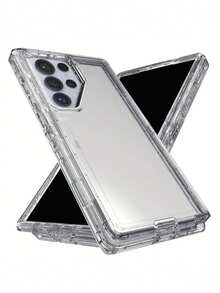 Casing Bening Tahan Benturan Keras Kokoh Tahan Benturan untuk Industri Militer, Kompatibel dengan Galaxy S25 S24 Plus S23 S22 Ultra Mewah 3 IN 1 Pelindung Belakang Bumper Transparan Tahan Air dan Tahan Gores - Clear - View 3