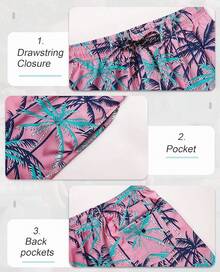 Mens Swim Trunks With Compression Lined Short Bathing Suits For Men 5 Inch Inseam Liner Men's Swimming Trunk - Pink - View 4
