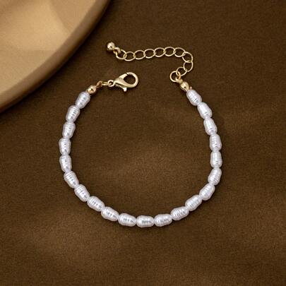 1pc Fashionable, Elegant Acrylic Beaded Pearl Bracelet