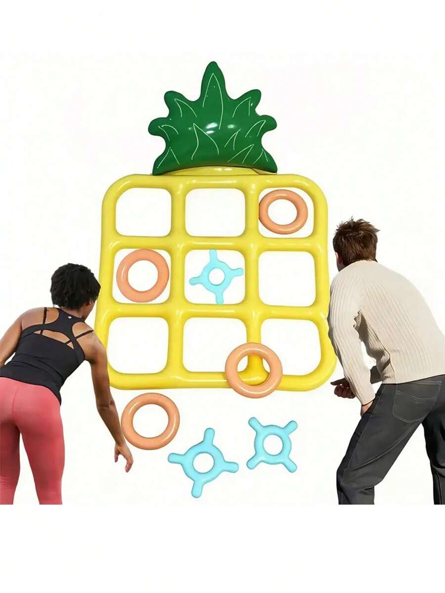 1 Set Juego de Argollas Inflables, Juego de Lanzamiento de Piña, Juego de Lanzamiento de Agua, Suministros Interactivos para Exteriores, Navidad - Multicolor - Ver 1
