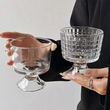 1pc创意玻璃杯透明加厚酸奶布丁甜品杯冰淇淋杯奶昔杯 - 無色 - 查看 4