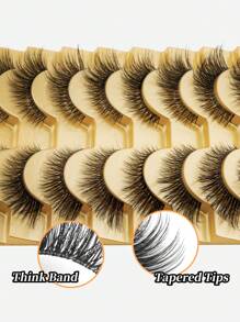 10 Pairs Transparent Criss-Cross False Eyelashes, Reusable, Delicate & Soft 3D Faux Mink Fur Fluffy Striped Lashes, Suitable For Daily And Party Makeup