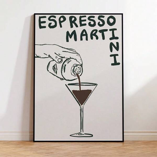 1pc Modern Espresso Martini Cocktail Wall Art Poster, Home Decor, Holiday Gift, Office Decor, Great For Room Decoration, Perfect Choice For Living Room And Bedroom Decoration, Indoor, Hallway, Study Room, High Quality Artwork, Bedroom Wall Art, Premium Decorative Painting, Frameless