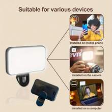 1 pieza Luz de Anillo LED Portátil con 3 Modos de Iluminación, Alimentada por Batería (Batería No Incluida), Compatible con iPhone 15/14/13/12/11 Pro Xs, A72/A71/A52/A51, Adecuada para Teléfonos Móviles, Cámaras, Videoconferencias, Alta Potencia, Ajustable, Sujección Frontal y Trasera