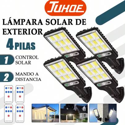 4 Pack Lámpara Solar Exterior,Luces Solares Jardin para Interior y Extrior, Reflector LED Exterior Solar,Focos Solares con Sensor,Solar Luz de Pared,IP65