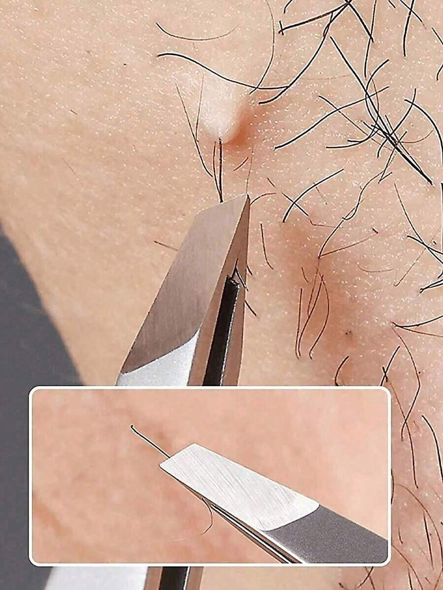 1 pieza Pinza de cejas de acero inoxidable - Ideal para la eliminación del vello facial, vello encarnado y astillas, herramienta depilatoria, apta para hombres y mujeres, estilo aleatorio