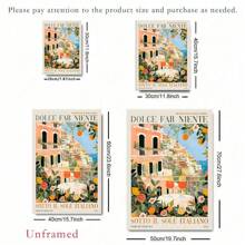 1 Stück - 3 Stücke/Set Leinwandkunst Italienische Stadt Amalfi Küste, Reiselandschaft Poster Wandbild Kunstdruck für Wohnzimmer Schlafzimmer Heim Dekoration