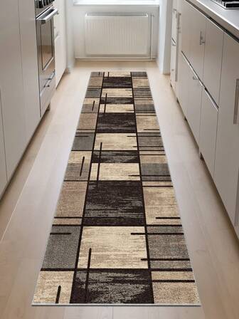 1 Piece Modern Minimalist Style Brown Plush Rug, 850 G/M², Rectangular, Non-Slip Washable, Home Decor Carpet For Living Room, Kitchen, Dining Room, Office, All Seasons