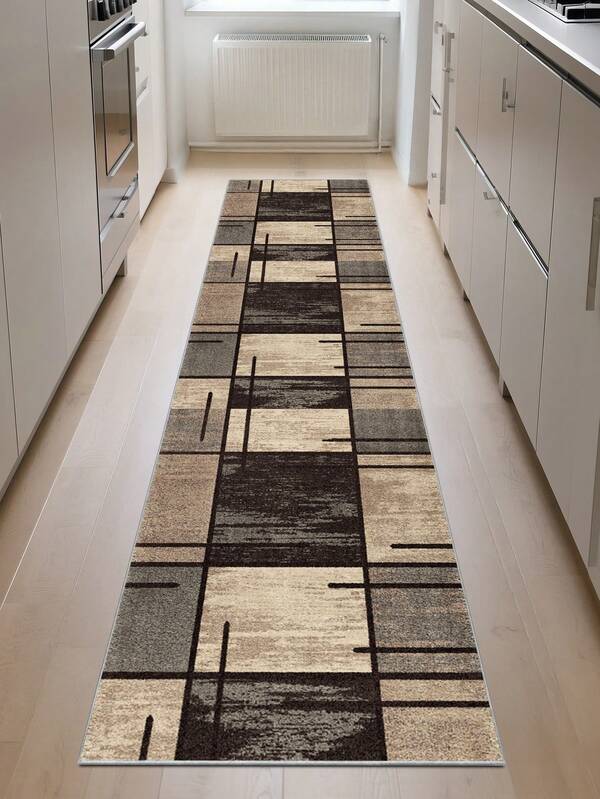 1 pièce Tapis en peluche marron de style minimaliste moderne, 850 g/m², rectangulaire, antidérapant et lavable. Tapis de décoration d'intérieur pour le salon, la cuisine, la salle à manger, le bureau, toutes les saisons