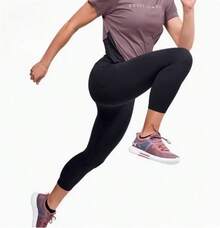 Women Meridian Yoga Workout Moisture Wicking 7/8 Length Leggings - Black - View 4
