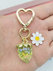 1 pezzo Portachiavi a forma di cuore con fragola, carino e personalizzato, accessorio creativo nuovo per borse, ciondolo