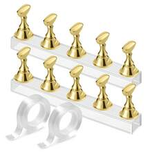 2 Sets Nail Holder Stand Press On Nail Display & Practice - Magnetic Wave Shape Nail Holder With Adjustable Angle & Non-Slip Base (Multiple Colors). Complete Starter Kit Includes Practice Nail Tips Acrylic, Gel Polish & Nail Art Training. Nail Beginners, Enthusiasts, Home Salon, Nail Tech Students & Content Creators. Nail Display, Manicure Practice, Salon Decoration, Nail Photography & Travel. Great Aspiring Nail Artists. Beginner Kit Essential ADCR - 金色 - 查看 12