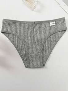 8 件装少女罗纹纯色条纹舒适基本款三角裤，秋冬款 - 灰色 - 查看 4