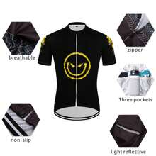 Men's Cycle Jersey Set Bicycle Bib Short Set 3D-Printed Solid Color Smile Pattern Sports Clothing Apparel Reflective Stripe 3 Rear Pockets Gel Pad