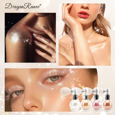 Dragon Ranee 珠光粉高光喷雾，夜光粉，防水防汗定妆喷雾，持久闪光粉，适用于节日派对、舞台表演、万圣节服装