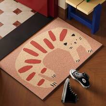 1pc Cartoon Coil Door Mat, Bathmat, Cute And Fashionable Entrance Floor Mat, Rayon Circle Floor Mat, Home Use Anti-Slip Foot Pad For Entering Doors Back To School