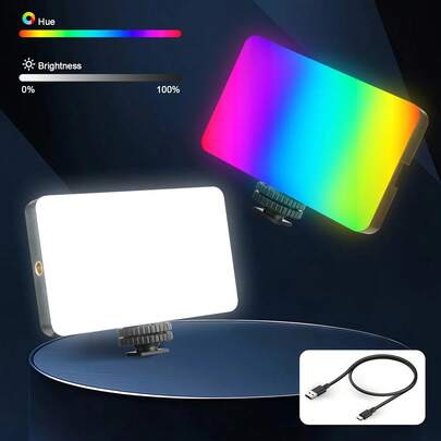 96 RGB Video Light Panel - Portable LED Camera Light With Full Color CRI 95+ & 2700-6500K, 16 Scene Effects, Type-C Rechargeable For Vlogging, Photography, And Conference Use, Indoor Lighting | Dynamic Visual Effects | Plastic Shade, Video Light For Photograph