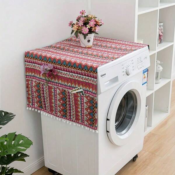 1 Pc Multi-Purpose Appliance Cover With 6 Side Pockets For Home And Kitchen - Protects Washer, Dryer, And Fridge From Dust And Damage