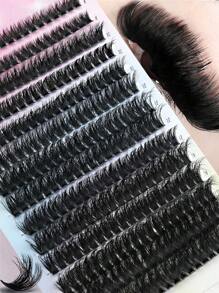 14 filas de pestañas postizas de imitación de visón 3D, 280 racimos, rizado D de 0.07mm, longitud mixta de 8-16mm, pestañas individuales rusas 3D naturales, herramientas de maquillaje