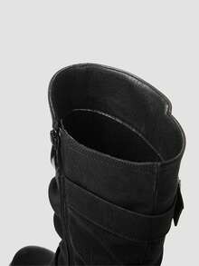 GLOBALWIN Women's Mid Calf Dress Boots Biker Motorcycle Riding Boots Women For Women Fall Boots Halloween Season - màu đen - Xem 4