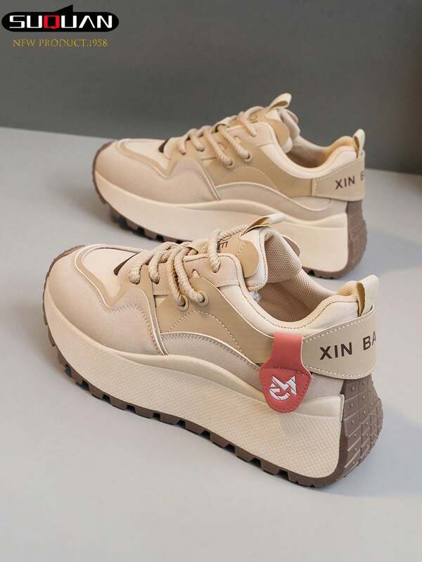 1 Pair Women's Fashionable Casual Lightweight Outdoor Sports Shoes, Suitable For Daily Commuting