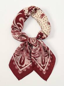 1 chiếc khăn quàng cổ kiểu dáng tối giản họa tiết Paisley thập niên 70, thiết kế mới mùa xuân, đa năng dùng làm băng đô, thắt lưng, phụ kiện túi xách, dây buộc tóc, phụ kiện thời trang. - Đỏ và trắng - Xem 5