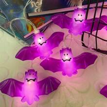 1 Peça Luzes de Corda em Formato de Abóbora, Fantasma e Morcego, Adequadas para Halloween, Natal, Festa, Baile, Decoração Doméstica de Feriados, Decoração de Halloween, Decoração de Casa, Decoração de Festa, Decoração de Halloween, Decoração de Quarto, Decoração de Jardim de Halloween para Presente Fada