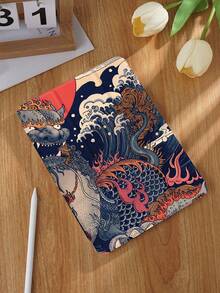 日本波浪神奈川波浪图案平板电脑保护壳，兼容 Pad 9.7/10.2/10.5/10.9/12.9/Pro 11、第 10 代，兼容三星 Galaxy Tab S6 Lite 10.4 英寸，兼容 Kindle Paperwhite 第 12 代 2024、Kindle（第 11 代）2022 年发布，柔软防摔保护，智能支架/自动唤醒/睡眠 - 彩色 - 查看 2