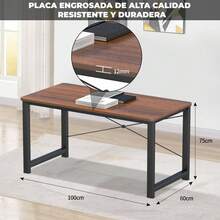 FBXGT Escritorio Minimalista, Escritorio para Computadora, Escritorios Modernos, Escritorio de Madera, Escritorio Oficina Fácil de Montar, Adecuado para Estudiar, Trabajar, Jugar Juegos (100*60*75 CM) - 100*60*75 cm - Ver 4