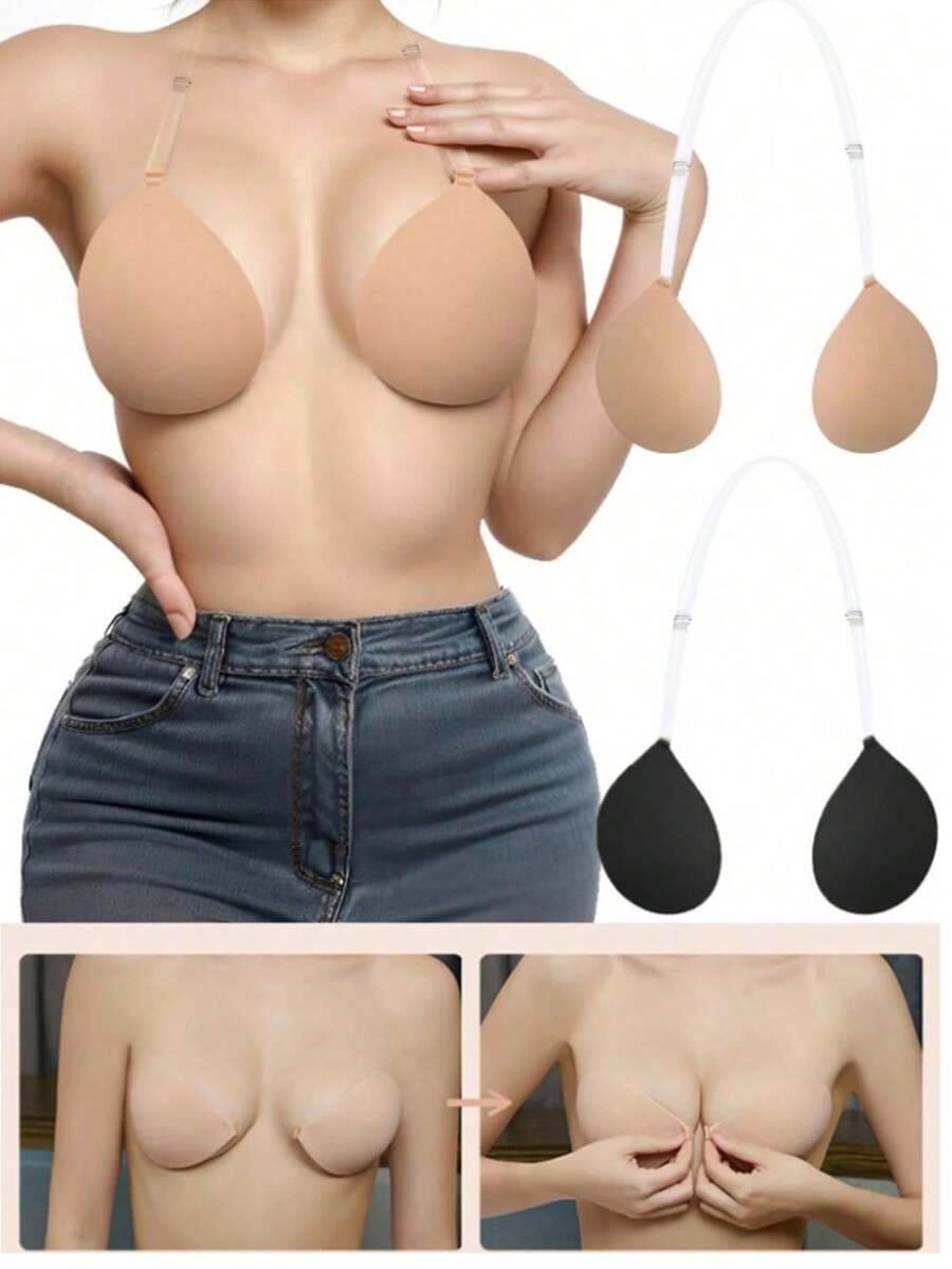 2 Pieces Fabric Cup Bra For Women's Bra Patch - Khaki - View 1