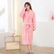 1 pieza Bata de baño para adultos, rosa, de felpa suave y absorbente de coral blanco a cuadros de piña, de secado rápido con capucha, adecuada para spa, hogar, baño, dormitorio, unisex vuelta al cole