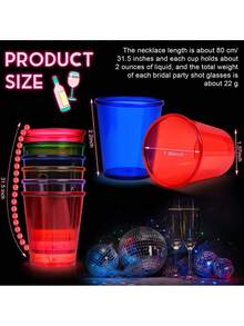 12 Collar vaso shot caballito tequilero mardi gras fiesta,suministros para despedida de soltera, carnaval, fiesta de cumpleaños, boda - Multicolor - Ver 5
