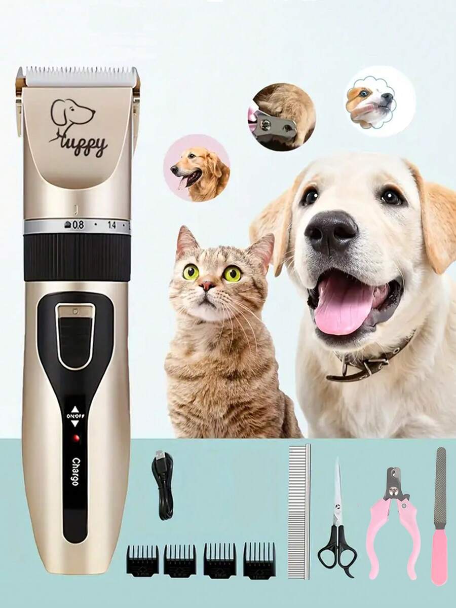 高级宠物毛发修剪套装，电动精密剃须技术，温和修剪设计，适合专业家庭美容，静音犬猫毛发修剪器 - 彩色 - 查看 1