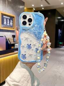 海洋元素沙滩海龟奶油纹理透明彩色印花防震加厚手机壳，兼容 16/ 16 Pro/ 16 Pro Max/ 16 Plus/ 15 XR/ 7/ 8 15 Pro Max/ 12 Pro Max - 彩色 - 查看 2