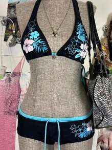 Ensemble 2 pièces fendu maillot de bain femme bikini dos nu, nouveau maillot de bain d'été 2025