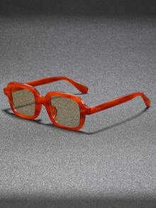 1 副男士复古矩形百搭时尚眼镜，适合户外、骑行、海滩和派对，重返校园时尚学院风 - 彩色 - 查看 4