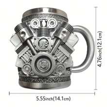 1 pieza Taza de acero inoxidable con diseño de motor V8, taza de café de acero inoxidable personalizada, diseño de motor V8 y V6, duradera y elegante, perfecta para entusiastas de los automóviles - Multicolor - Ver 4