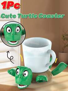 1pc-Whimsical Turtle Coaster Set - Playful Green Cartoon Drink Holders, Heat-Resistant Coasters For Coffee/Wine, Fun Home & Office Decor - Perfect Gift For Families, Teachers & Turtle Lovers School Decor School Surprise Dormitory Decor Back To School Home Decor Room Decor School Supplies