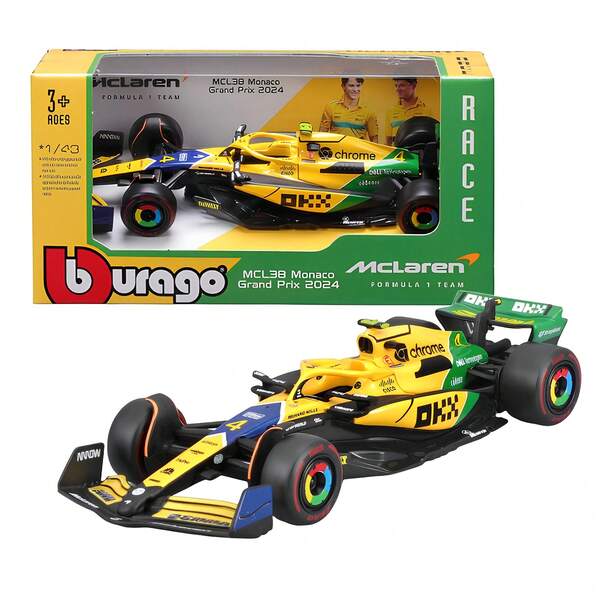 Burago 1/43 Maßstab F1 MCL38 Monaco Grand Prix Kollektion - Nr. 4, Modellauto Ornament Kollektion Legierung Rennwagen