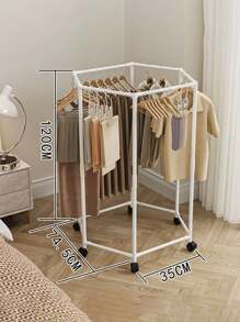 1 pièce Étendoir à vêtements sur pied, rotatif à 360°, avec roulettes coulissantes. Étagère hexagonale de stockage et de séchage, organisateur et cintre de vêtements grande capacité pour usage domestique