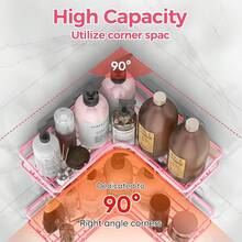 3 Pack Corner Shower Caddy Adhesive Organizer Pink  Adhesive Shower Organizer For Bathroom Storage, Rustproof Stainless Steel Shower Shelves, No Drilling, Space-Saving Shower Rack Shelf For Inside Shower, Pink - L berbentuk merah muda dari 3 - View 4