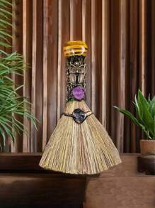1pc Mini Crystal Magic Broom Decor For Home, Can Also Be Used For Desktop Cleaning, Halloween & Christmas Gift Home Decor Halloween Decor Fall Decor