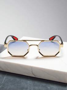 1 buc Ochelari Future Technology Ramă geometrică metalică universală, Ochelari de modă esențiali pentru condus, ciclism și călătorii, Ramă mică Ochelari de modă personalizați pentru decorare casual
