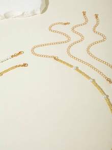 3pcs/Set Bohemian Beach Beaded Pearl Metal Disc Pendant Waist Chain Jewelry Set, Suitable For Beach Vacation, Tourism, And Important Occasions As An Excellent Gift (Number Of Beads Varies, Bead Size May Slightly Differ Batch By Batch) - Multicolor - View 8