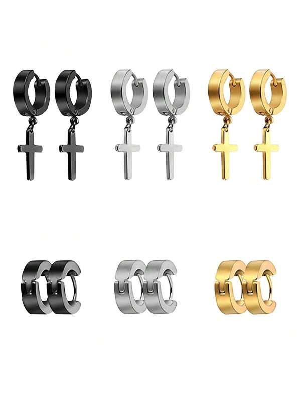 6 Pairs Titanium Stainless Steel Hoop Earrings, 12mm Small Huggie Hoops, Classic Simple Round Earrings, Earring Set, Stainless Steel Earrings