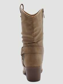 GLOBALWIN Women's Mid Calf The Western Cowgirl Boots Fashion Cowboy Boots For Women Chunky Low Heel Fall Boots Halloween Season - 19yy17 卡其色 - 查看 5