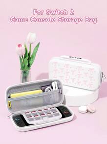 Switch 2 Game Console Accessories: Bow & Heart Pattern Protective Case, Compatible With Switch NS/Switch OLED/Switch Lite, Also Includes Storage Pouch, Cartridge Case, And Charging Dock. Best Gift Compatible With Switch Players, Ideal For Valentine's Day Confession Or Spring Romantic Gifts