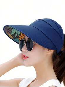 1pc Women's Summer Hat, Korean Style New Random Pattern Outdoor Sunshade Hat, Foldable Sun Protection Hat - Sun Protection - View 14