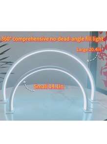 1PC 14inch/20inch White/Pink Acrylic Nail Fill Light, Half Round Nail And Beauty Fill Light Table Lamp, LED Lighting Table Lamp, USB Power Supply, Suitable For Commercial Nail Lighting, Beauty Fill Light
